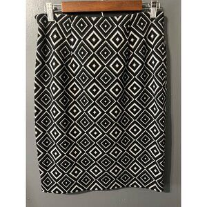Grace Black & White Geometric Pencil Skirt Size 4 Elegant Design